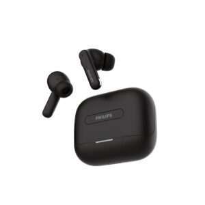 PHILIPS TAT1050BK/94 Truly Wireless Earbuds with ANC, Quad Mic ENC, Up to 50 Hr Playtime, 13mm Neodymium Drivers, Multipoint, IPX5 Water Resistance, Fast Charging, Ultra Low Latency (Deep Black)